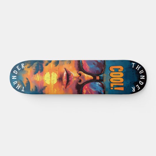 Pop Art Zonsondergang Reflectie - Levendige Retro  Skateboard (Horizontaal)