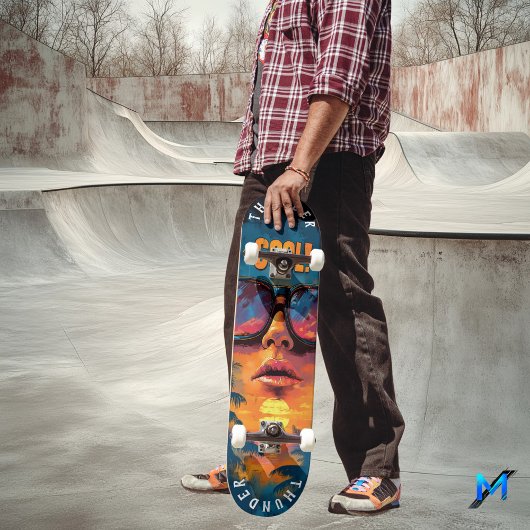 Pop Art Zonsondergang Reflectie - Levendige Retro  Skateboard