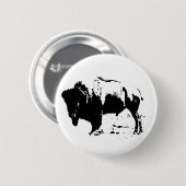 Pop Art Zwart & Wit Buffel Silhouet Button (Voorkant /achterkant)
