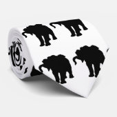 Pop Art Zwart & Wit Olifant Silhouet Stropdas (Opgerold)