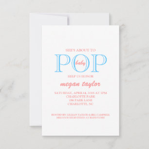 Pop Baby shower Uitnodigen whitepiblu Kaart
