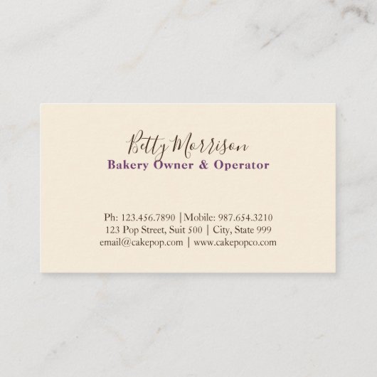 Pop bakkerijontwerp visitekaartje