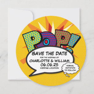 POP Bewaar de datum Leuk Retro Stripboek Pop Art Save The Date