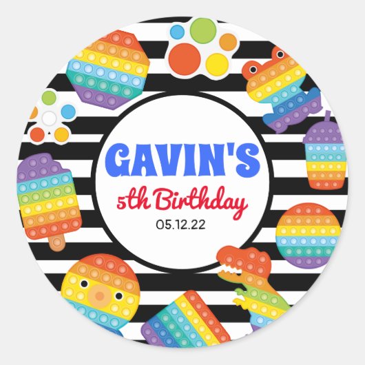 Pop Birthday Sticker, Fidget Birthday Sticker (Voorkant)