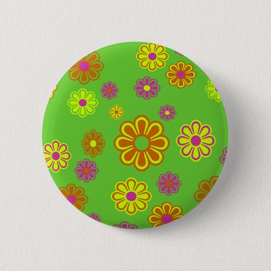 pop bloemen groven ronde button 5,7 cm (Voorkant)