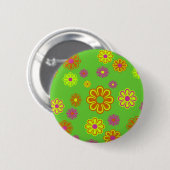 pop bloemen groven ronde button 5,7 cm (Voorkant /achterkant)