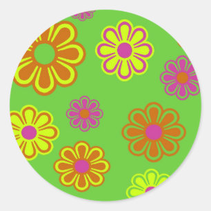 pop bloemen groven ronde sticker