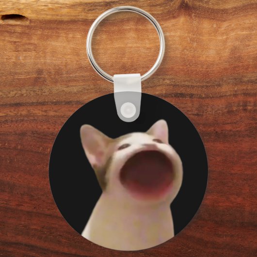 Pop Cat Meme Dubbelzijdige Sleutelhanger (Voorkant)