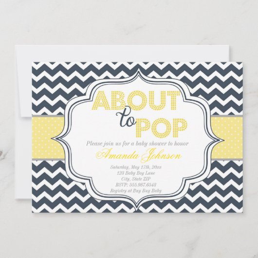 Pop Chic Chevron Invitation Baby shower (Devant)