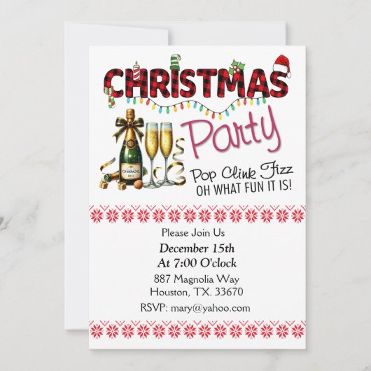 Pop Clink Fiz Fête de Noël Invitation (Devant)