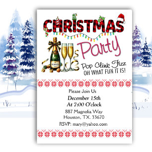 Pop Clink Fiz kerstfeest uitnodiging