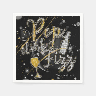POP CLINK FIZZ Champagne Bubbels Feest Viering Servetten