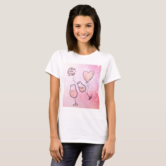 Pop Clink Fizz Custom Bachelorette Party T-shirt (Voorkant volledig)