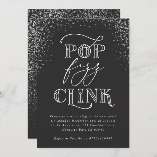 pop clink fizz fiançailles fête de fête invitation (Devant / Derrière)