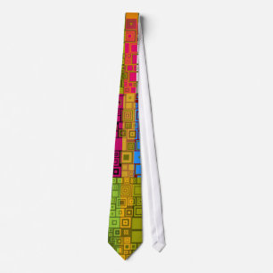 Pop coloré rétro Carré Art Motif Cravate