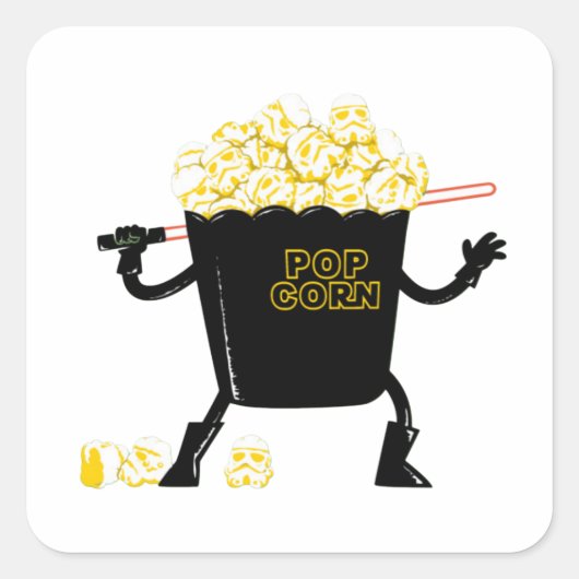 Pop Corn Vierkante Sticker (Voorkant)