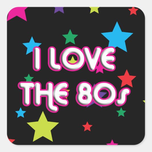 Pop Cultuur Retro Ik hou van de jaren 80 Vierkante Sticker (Voorkant)