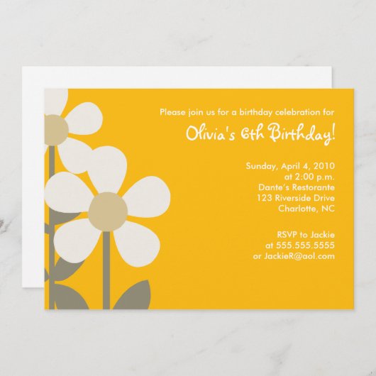 POP Daisy Daisy Invitation Anniversaire (Devant / Derrière)