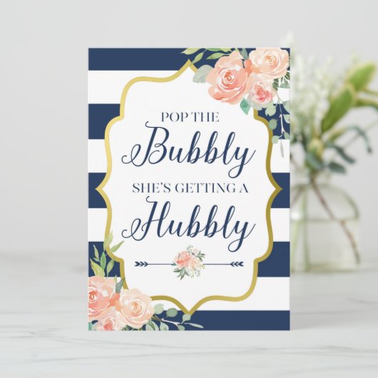 Pop de bubbels dat ze een Hubby-teken krijgt Kaart (Staand voorkant)