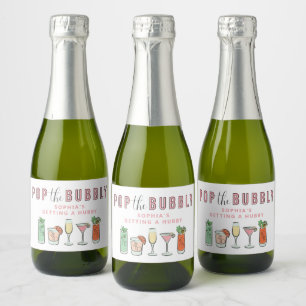 Pop De Bubbly Bachelorette Mousserende Wijnetikett Sparkling Wijnetiket