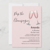 Pop de Champagne Roze Bruidsdouche Uitnodiging (Voorkant)