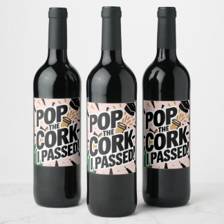 Pop de Cork I geslaagd Afstuderen Gift Label Wijn Etiket