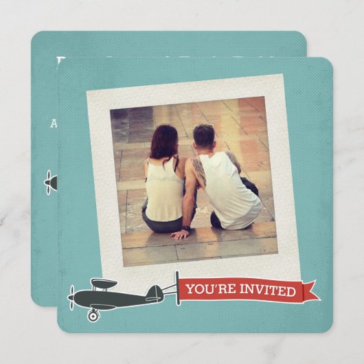 Pop Destination Wedding Invitation Kaart (Voorkant / Achterkant)