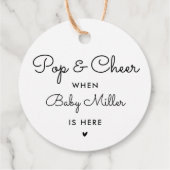 Pop en kamer wanneer Baby hier is Baby shower guns Bedankjes Labels (Achterkant)