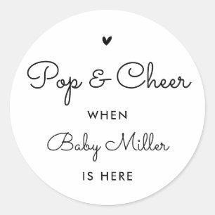 Pop en kamer wanneer Baby hier is Baby shower guns Ronde Sticker