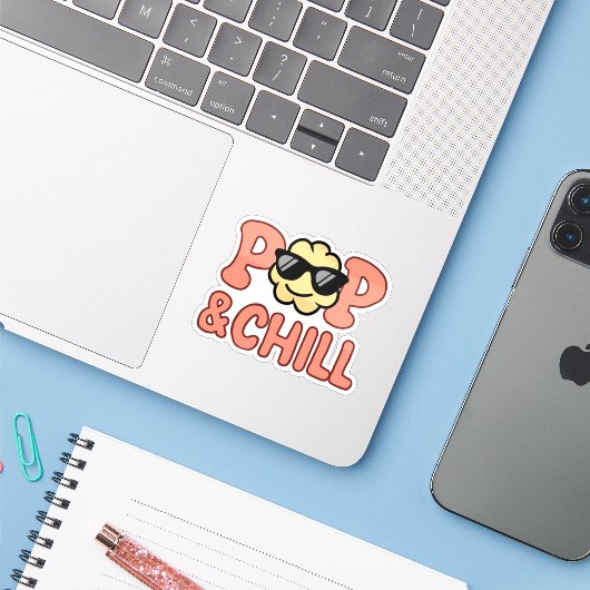 Pop en koude sticker (Laptop met iPhone)