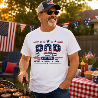 Pop Est 2026 USA Patriottische Vlag Aangepaste Kin T-shirt