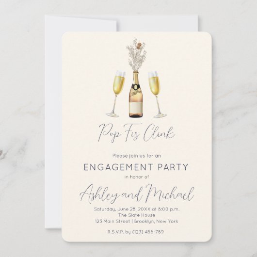 Pop Fiz Champagne Engagement Party Invitation (Devant)