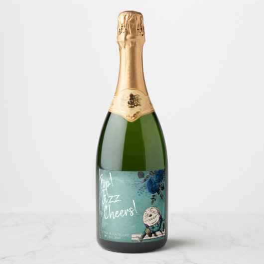 Pop Fizz Cheers Alice in Wonderland Wedding Sparkling Wijnetiket (Voorkant)