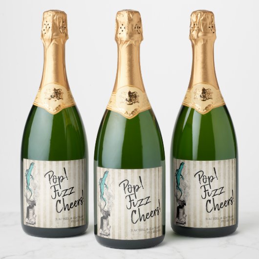 Pop Fizz Cheers Alice in Wonderland Wedding Sparkling Wijnetiket (Flessen)