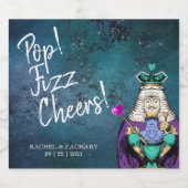 Pop Fizz Cheers Blue Alice in Wonderland Wedding Sparkling Wijnetiket (Enkel label)