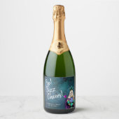 Pop Fizz Cheers Blue Alice in Wonderland Wedding Sparkling Wijnetiket (Voorkant)