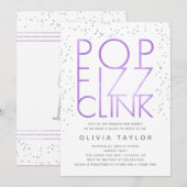 Pop Fizz Clink Bridal Shower Invitation, Paars Kaart (Voorkant / Achterkant)