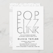 Pop Fizz Clink Bridal Shower Invitation, Silver Kaart (Voorkant / Achterkant)