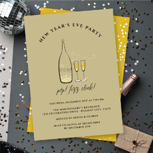 Pop Fizz Clink Champagne Cheers Nieuwjaar Kaart
