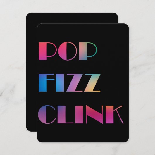 Pop Fizz Clink Cocktails invitation (Devant / Derrière)
