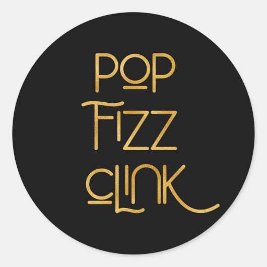Pop Fizz Clink Elegante Typografie Ronde Sticker (Voorkant)