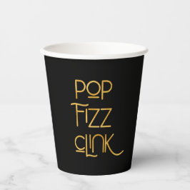 Pop Fizz Clink Elegante Typografie Verjaardag Papieren Bekers