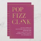 Pop Fizz Clink Fête de l'mariée Brunch Invitation (Devant / Derrière)