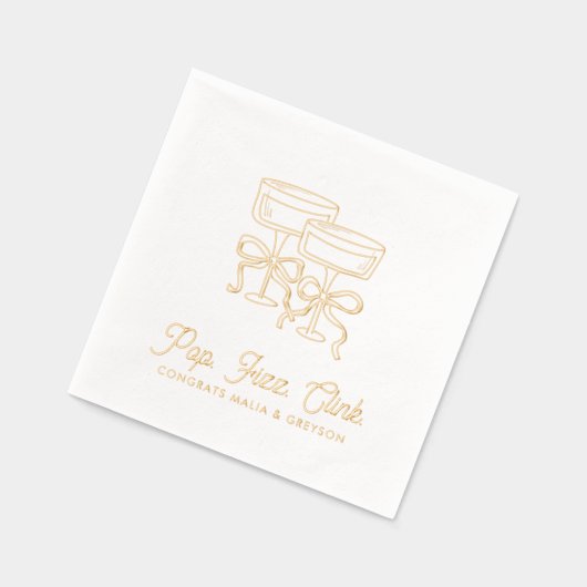 Pop Fizz Clink Fiançailles personnalisé serviettes (Gauche)