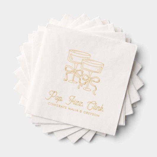 Pop Fizz Clink Fiançailles personnalisé serviettes (Insitu (empilé))