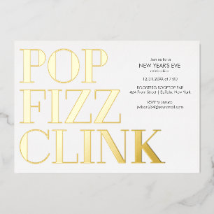 Pop Fizz Clink Gold Uitnodiging Folie nieuwjaar
