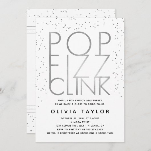 Pop Fizz Clink Invitation à la douche nuptiale, Ar (Devant / Derrière)