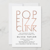 Pop Fizz Clink Invitation à la douche nuptiale, or (Devant)