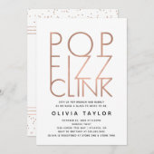Pop Fizz Clink Invitation à la douche nuptiale, or (Devant / Derrière)