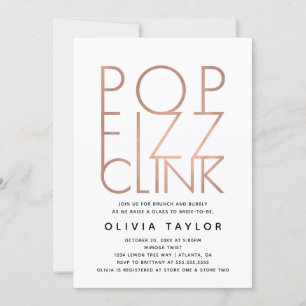 Pop Fizz Clink Invitation à la douche nuptiale, or